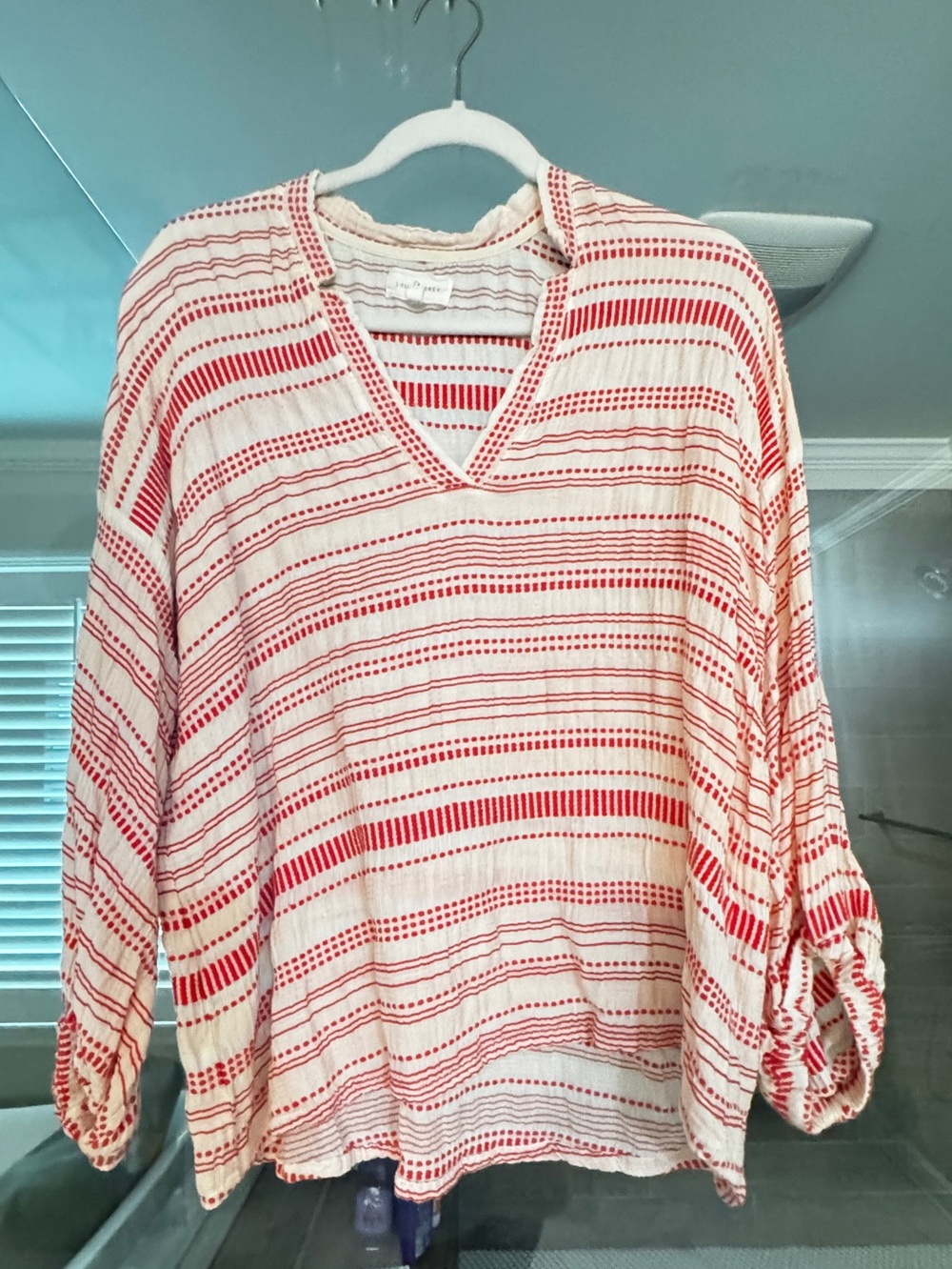 Lou & Grey V-Neck Tunic with Red Stripes